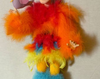 Beautiful Papageno puppet, unique, sculpted and painted