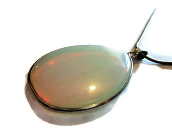 Vintage Silver Opalite Necklace 18.5 inches