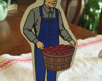 Vintage Guidecraft Community Helpers; Wooden; Fireman, 5" Tall