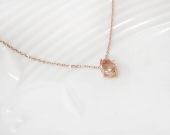 Bridesmaid Gift, Champagne necklace, rose gold necklace, long necklace, peach necklace