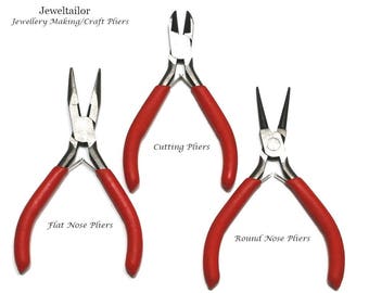 Trio Of Full Size Jewellery Making Pliers ~ Round Nose, Cutting & Chain/Flat Nose Styles ~ Jewellery Making Essentials