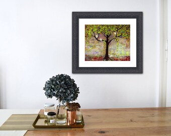 Owl Decor, Giclee Art Print, Tree Painting, Moon Night, Tree of Life, For Couples | Various Sizes