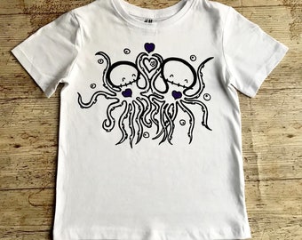 4 yrs Zombie Octopus Friends White organic t-shirt