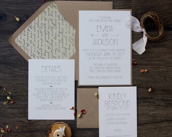 Rustic Modern Chic Wedding Invitation, Simple & Elegant