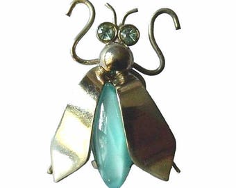 Vintage Rhinestone Fly Bug Brooch