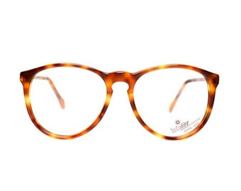80s glasses frames brown round tortoiseshell - vintage eyeglasses for men and women - new deadstock - panto model tortoise shell 658
