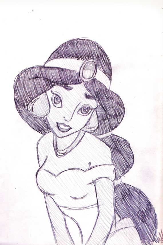 Disney's Aladdin Princess Jasmine Sketch Drawing