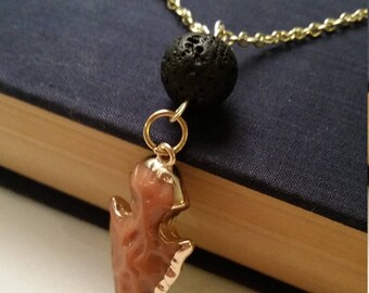 Pink Arrowhead Lava Bead Diffuser Necklace
