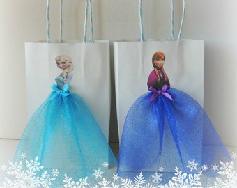 10 Pieces Frozen Elsa Anna Paper Tutu Birthday Favor Goody Gift Bags