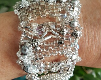 Free Form Peyote Stitch Beaded Bracelet