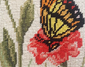 Vintage 1960’s Monarch Butterfly Needlepoint