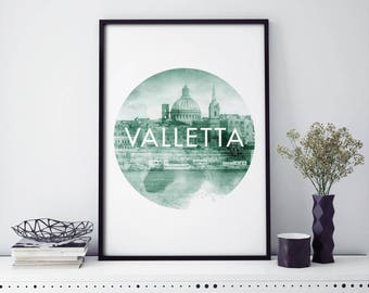 Valletta, Malta Watercolour Print Wall Art | 4x6 5x7 A4 A3 A2