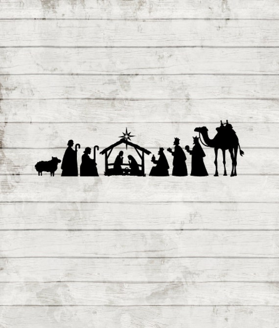 Items similar to Nativity Silhouette Vinyl Decal. Chistmas vinyl. Nativity scene silhouette. on Etsy