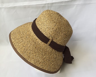 Adjustable Lady Straw Sun Hat 4inch brim (Brown)
