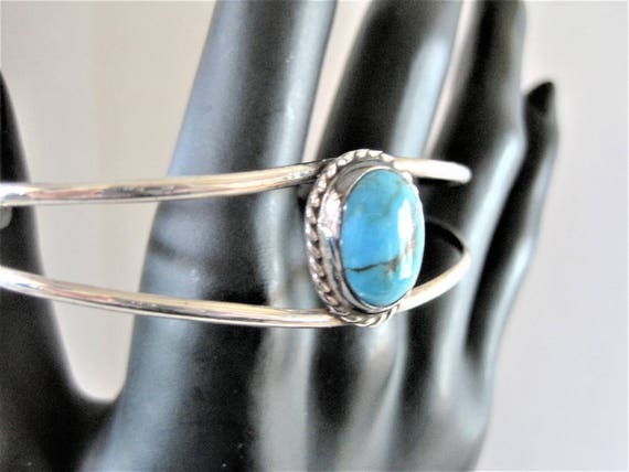 Turquoise Silver Cuff, Faux Turquoise, Small Arm, Adjustable Cuff Bracelet