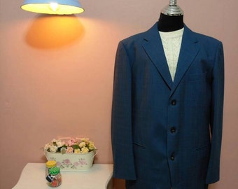 Blue Wool Jacket, Vintage Jacket, Vintage mens Blazer, 70s Mens Blazer,Mens, Vintage Blazer, 1970s Blazer, mens formal, Mens Jackets, 70s