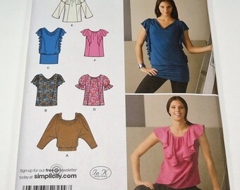 Simplicity Misses' Knit And Woven Top Pattern 2554 Size 6, 8, 10, 12, 14