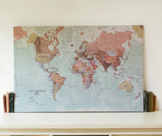 executive world map canvas print wall map gift gift for