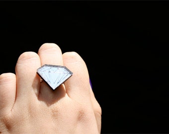 Diamond Ring Statement Ring Big Ring Huge Ring Diamond jewelry Custom ring Gift for Her Birthday gift Unique gift idea (laser cut acrylic)