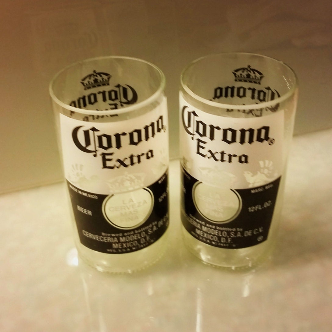 Corona Extra Beer Bottle Drinking Glass Set of 2