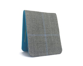 Customizable Mens Wallet / Super Thin Billfold Wallet / Grey Herringbone Wool / Non-Leather Wallet