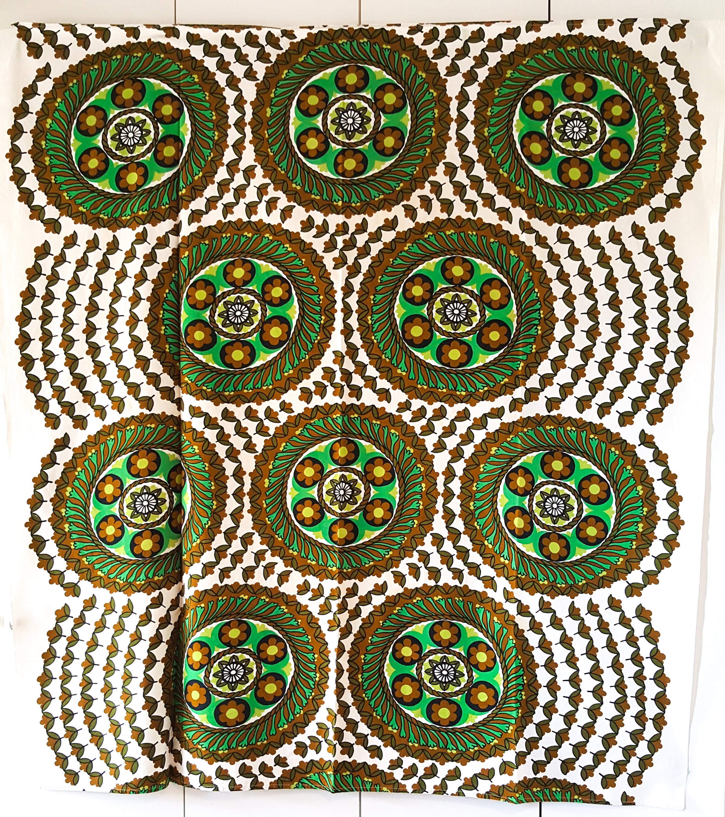 Mid Century Modern Tablecloth in Brilliant Chartreuse Greens