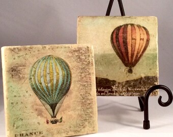 Montgolfier Hot Air Balloon Coaster Set (Set includes 4 Tiles )