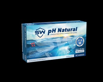 pH Natural® Nitrile 2-Ply Powder-Free Exam Gloves, Non-Sterile, Non-Latex, Single Use | Convenient Dispenser Pack of 100