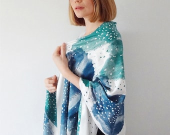 Little Lovers Hand Printed Scarf - Blue