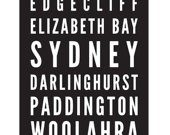 Tram Scroll / Bus Scroll - featuring suburbs of Sydney.