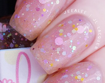 Glitter Topper Nail Polish - "Caterpillar"- Alice in Wonderland-Inspired Polish with Pastel and Iridescent Glitter - Indie Nail Polish
