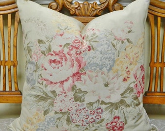 Angela Floral in Cream by Ralph Lauren- Decorative Throw Pillow, Euro Sham, Lumbar Pillow Cover / Shabby Chic / Linen