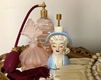Vintage Irice Head Vase Atomizer/Perfume Atomizer/Rare/Ceramic Lady Head Bust/Irice Company
