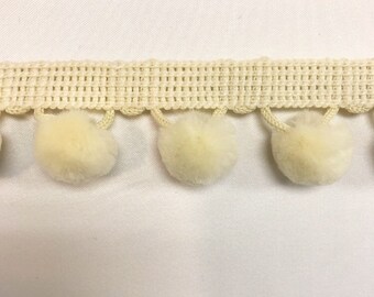 Pom Pom Trim Cream - 30mm Wide
