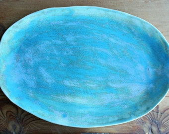 Ceramic Serving Platter, Serving Tray, Turquoise, Handmade by Tagliaferro Ceramics