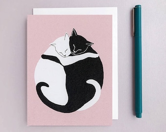 Cat Hug Card. Cat Birthday. Cat Lover. Love Card. Anniversary Card. Friendship Card. Wedding Card.