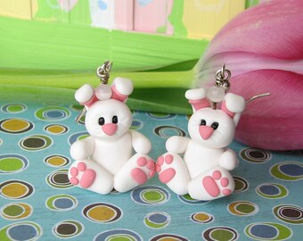 Easter Bunny Earrings made of Polymer Clay