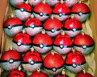 Pokeball Ornaments with or without Glitter