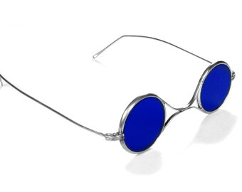 Steampunk Goggles Vintage American Optical Steampunk Glasses, Aviator COBALT BLUE Tinted Glass, Steam Punk Goggles EXQUISITE by edmdesigns