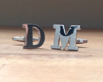 Silver initial cufflink (select 2 letters to make your customised pair)