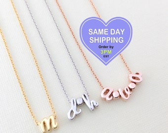 Initial Necklace • TINY & Dainty • LOWER CASE Charms • Rose Gold • Sleek • Cute Spacers • Good Gift Idea for Bridesmaid, Birthday and All