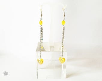 Yellow swarovski crystal earring
