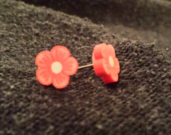 Red and yellow flower earrings
