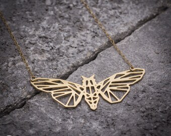 Moth necklace butterfly necklace animal necklace gold necklace geometric necklace everyday necklace unique necklace gift for her