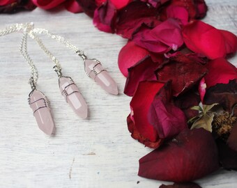 Rose Quartz Pendant, Bohemian Necklace, Boho Jewelry, Rose Quartz Point Necklace, Rose Quartz Necklace, Rose Quartz Jewelry