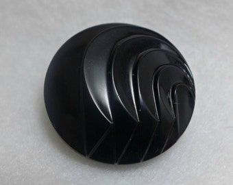 Czech glass button - black - 27mm