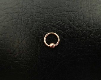 8mm 18g 5/16" Rose Gold Captive Bead Ring Nostril Hoop Forward Helix Ring Tragus Cartilage ring Septum Titanium IP Stainless Steel