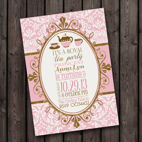 customized wording Tea Party invitation Royal tea party