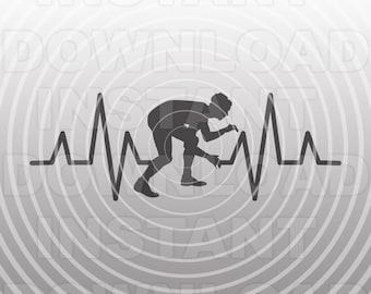 Heartbeat EKG Wrestling SVG File,Wrestler SVG File -Commercial & Personal Use- Cricut,Silhouette Cameo,Heat Transfer Vinyl,Vinyl Decal