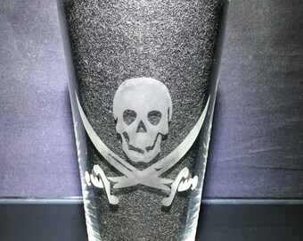 Pirates of The Caribbean, Hector Barbossa's Jolly Roger, Etched Glass, Unique Custom Gift, Gift for Her, Present for Him